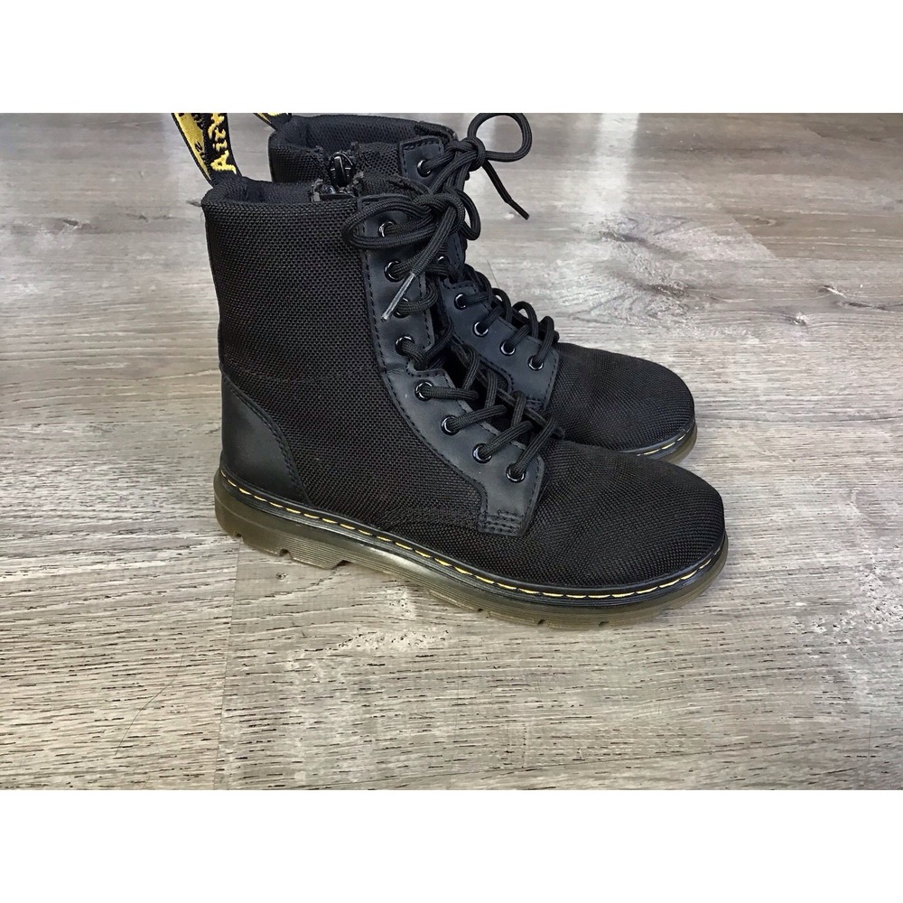 Doc Dr Martens Boots Combs J Combat Lace Up Black Canvas Zip Youth Kids Size 2